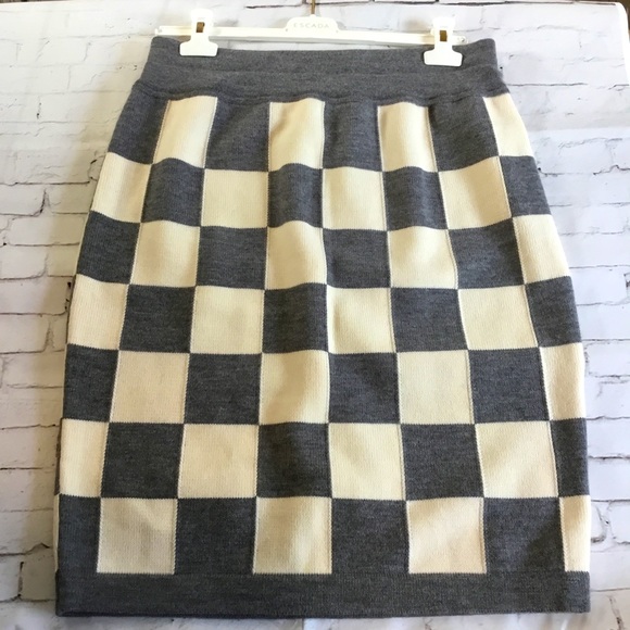 Escada Dresses & Skirts - Vintage AUTHENTIC Escada Knit Checkered Skirt 42